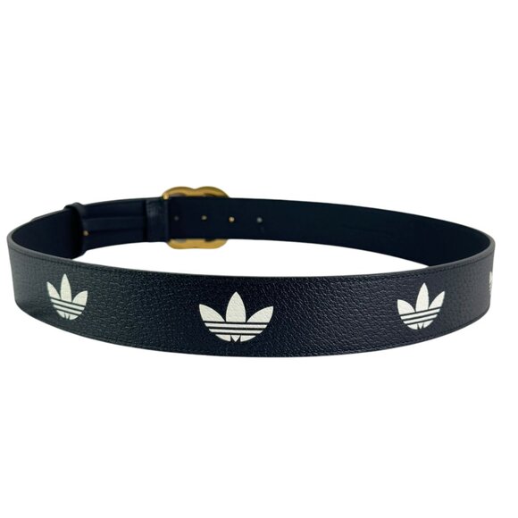 GUCCI X ADIDAS Marmont Black Leather GG Buckle Men Belt Made in Italy 100-40 - Picture 4 of 10
